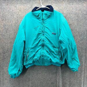 Vintage Eddie Bauer Jacket Mens Large Blue Green Sherpa Lined Full Zip 90s 80s